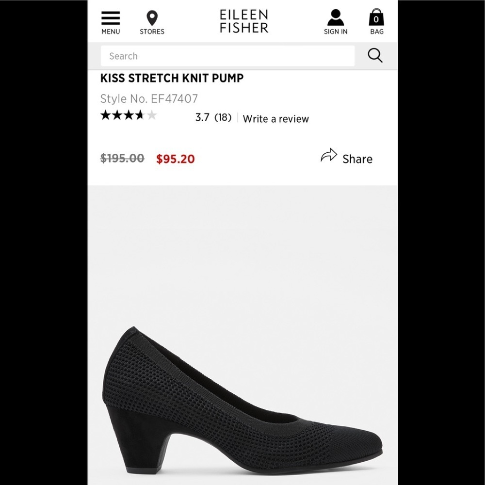 EILEEN FISHER KISS STRETCH KNIT PUMP
Style No. EF47407